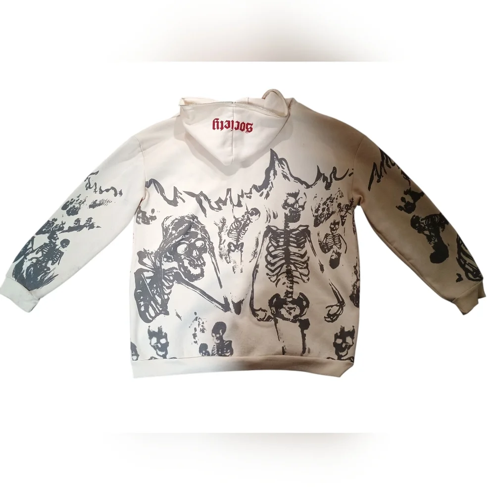 Society Graphic Skeleton Zip Hoodie Large - Picture 2 of 3
